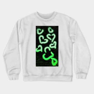 Distressed Hearts Green Crewneck Sweatshirt